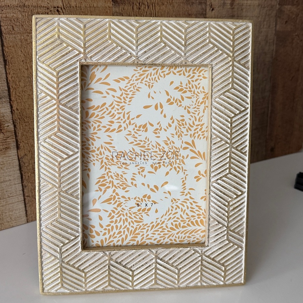 Rachel Zoe Elegant Gold and Cream Geometric Pattern 5x7 Photo Frame